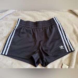 Adidas Women's Black Athletic Shorts with White Stripes